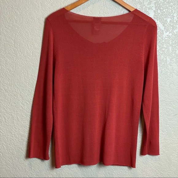 DNKY City M orange ruffled scoop neck knit top - Picture 3 of 5